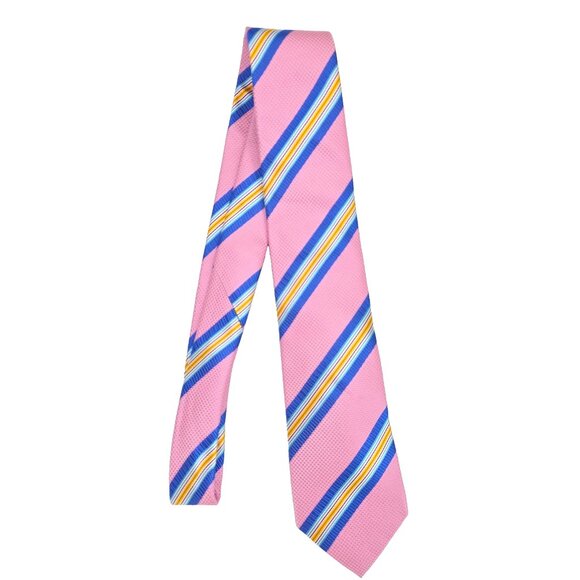 Charles Tyrwhitt Neck Tie Mens 3.25x58" Pink Blue 100% Silk London Striped - Picture 2 of 7